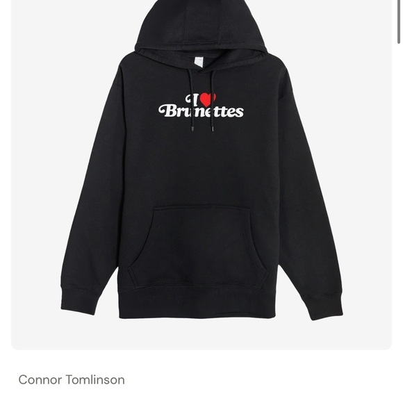 Black 'I Love Brunettes' Hoodie Connor Tomlinson Spectrum Hoodies Large NEW - Picture 2 of 6